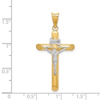 14K Two-Tone Polished Crucifix Pendant view 4