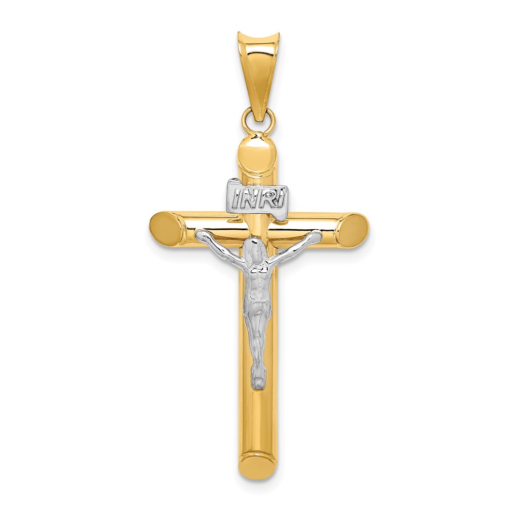 14K Two-Tone Polished Crucifix Pendant