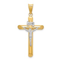 14K Two-Tone Polished Crucifix Pendant view 1