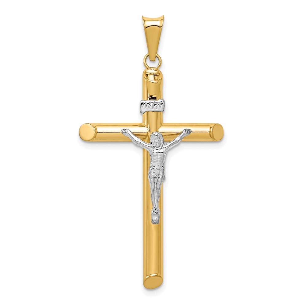 14K Two-Tone Polished Crucifix Pendant