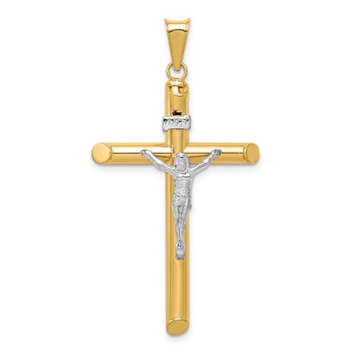 14K Two-Tone Polished Crucifix Pendant