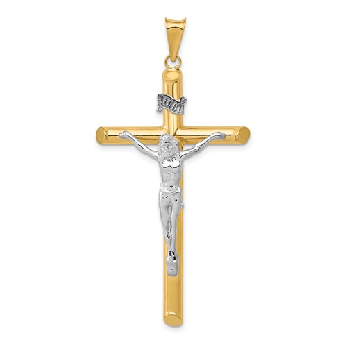 14K Two-Tone Polished Crucifix Pendant