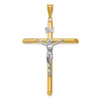 14K Two-Tone Polished Crucifix Pendant view 1