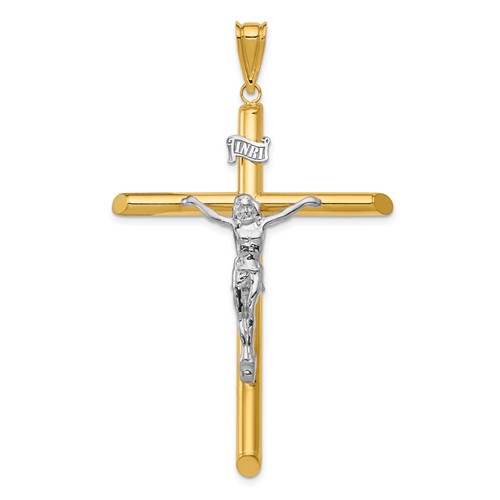 14K Two-Tone Polished Crucifix Pendant