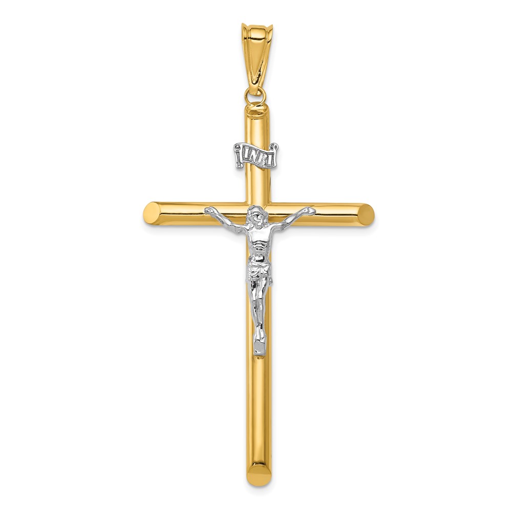 14K Two-Tone Polished Crucifix Pendant
