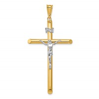 14K Two-Tone Polished Crucifix Pendant view 1