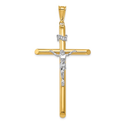 14K Two-Tone Polished Crucifix Pendant