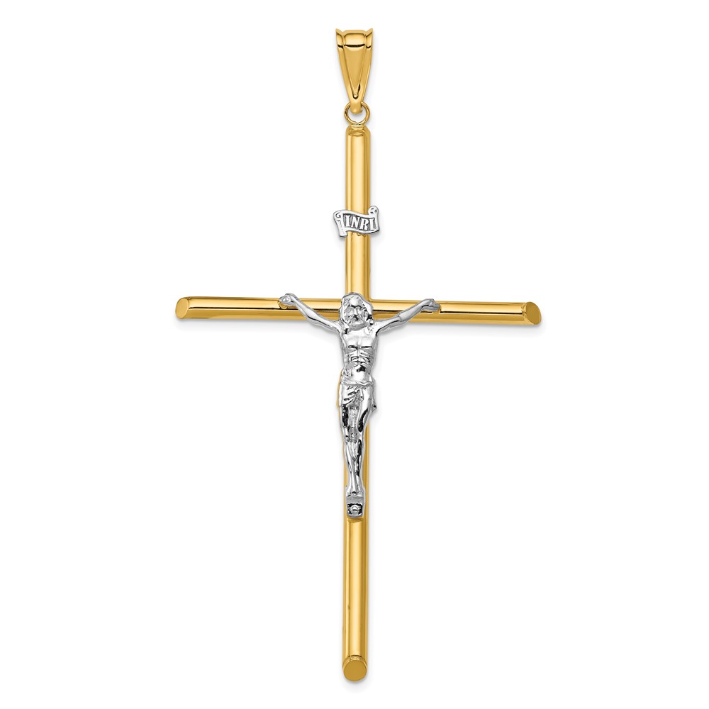 14K Two-Tone Polished Jesus Crucifix Pendant