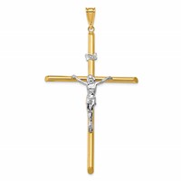 14K Two-Tone Polished Jesus Crucifix Pendant view 1