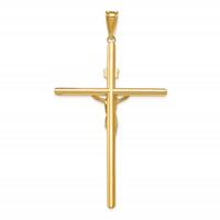 14K Two-Tone Polished Inri Crucifix Pendant view 4