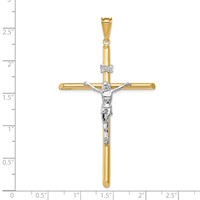 14K Two-Tone Polished Inri Crucifix Pendant view 3