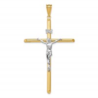 14K Two-Tone Polished Inri Crucifix Pendant view 1