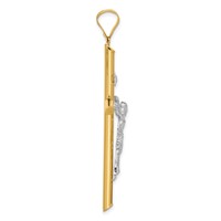 14K Two-Tone Polished Inri Crucifix Pendant view 2