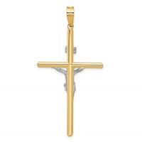 14K Two-Tone Polished Inri Crucifix Pendant view 4