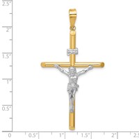 14K Two-Tone Polished Inri Crucifix Pendant view 3