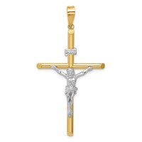 14K Two-Tone Polished Inri Crucifix Pendant view 1