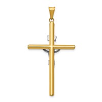 14K Two-Tone Polished Inri Crucifix Pendant view 4