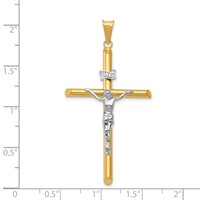 14K Two-Tone Polished Inri Crucifix Pendant view 3