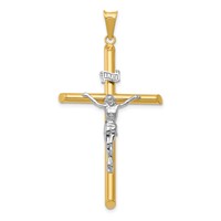 14K Two-Tone Polished Inri Crucifix Pendant view 1