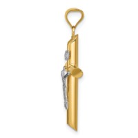 14K Two-Tone Polished Inri Crucifix Pendant view 2