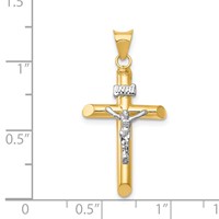 14K Two-Tone Polished Inri Crucifix Pendant view 3