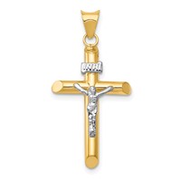 14K Two-Tone Polished Inri Crucifix Pendant view 1
