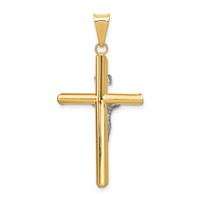 14K Two-Tone Polished Inri Crucifix Pendant view 4
