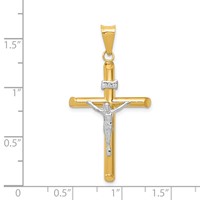 14K Two-Tone Polished Inri Crucifix Pendant view 3