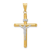 14K Two-Tone Polished Inri Crucifix Pendant view 1