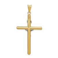 14K Two-Tone Polished Inri Crucifix Pendant view 4