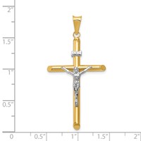 14K Two-Tone Polished Inri Crucifix Pendant view 3