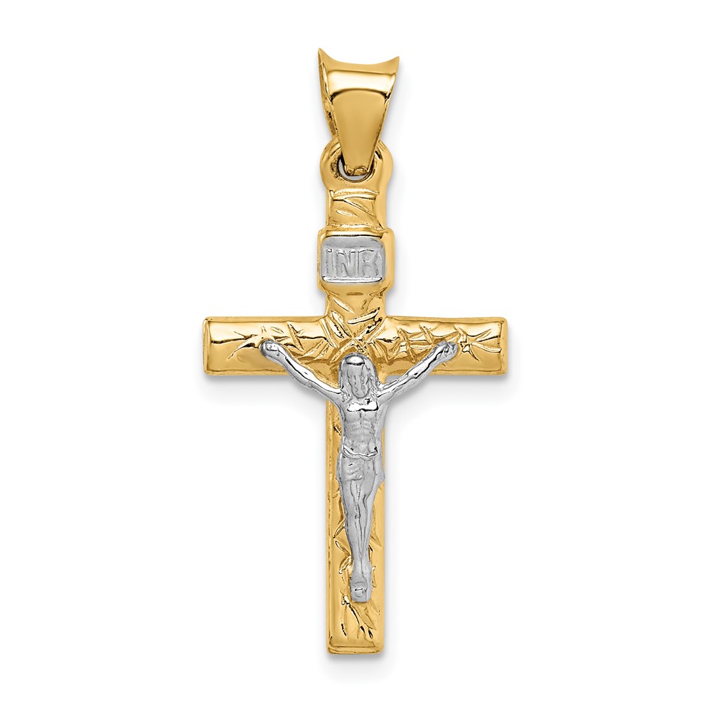 14K Two-Tone Crucifix Pendant