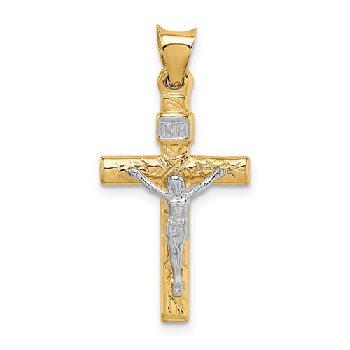 14K Two-Tone Crucifix Pendant
