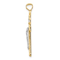 14K Two-Tone and White Rhodium Inri Crucifix Pendant view 2