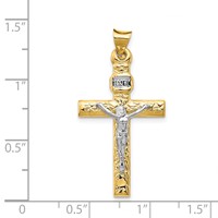 14K Two-Tone and White Rhodium Inri Crucifix Pendant view 3