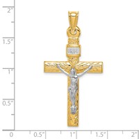 14K Two-Tone and White Rhodium Crucifix Pendant view 4