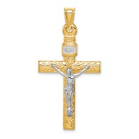 14K Two-Tone and White Rhodium Crucifix Pendant view 1