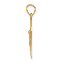 14K Yellow Gold Diamond-cut Crucifix Pendant view 2