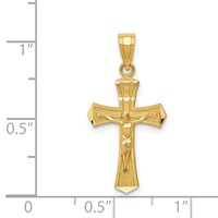14K Yellow Gold Diamond-cut Crucifix Pendant view 4