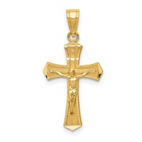 14K Yellow Gold Diamond-cut Crucifix Pendant view 1