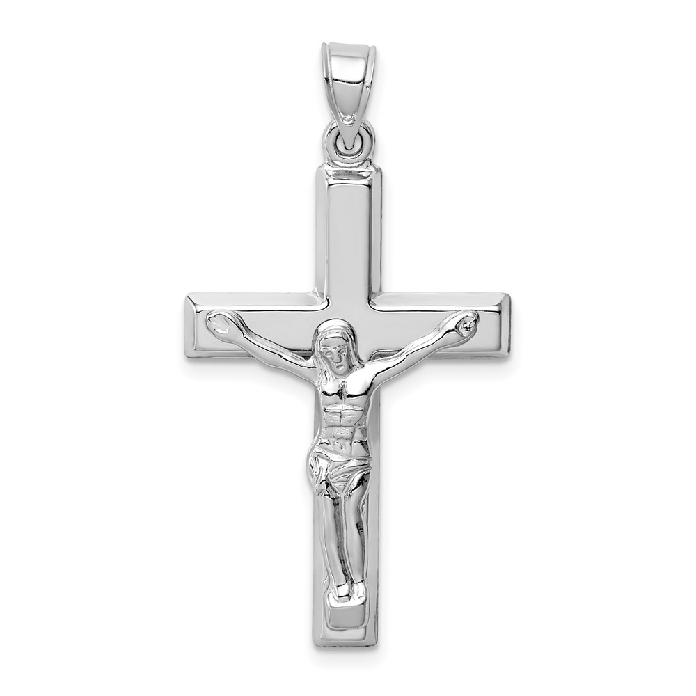 14K White Gold Polished Crucifix Pendant