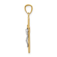 14K Two-tone Polished Crucifix Pendant view 2