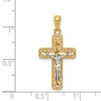 14K Two-tone Polished Crucifix Pendant view 4