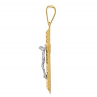 14K Two-tone Diamond-cut Crucifix Pendant view 3
