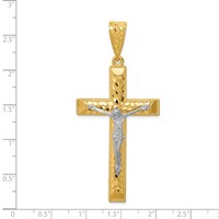 14K Two-tone Diamond-cut Crucifix Pendant view 2