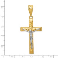 14K Two-tone Diamond-cut Crucifix Pendant view 3