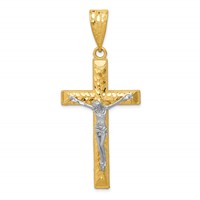 14K Two-tone Diamond-cut Crucifix Pendant view 1