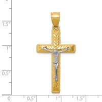 14K Two-tone Diamond Cut Crucifix Pendant view 3