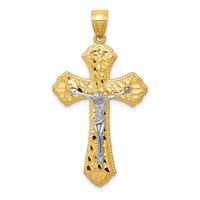 14K Two-tone Diamond-cut Passion Crucifix Pendant view 1