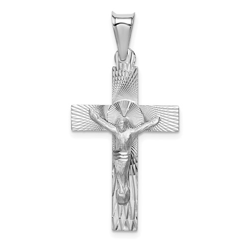 14K White Gold Crucifix Pendant